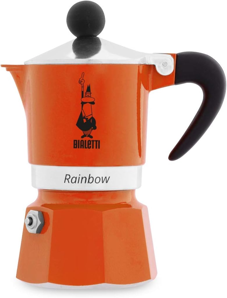 Bialetti" Rainbow Espresso Maker for 1 Cup, Aluminium, Orange, 30 x 20