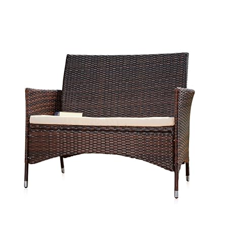 Unbekannt Melko® PolyRattan Gartenbank Gartenmöbel Lounge Sitzgarnitur, Braun