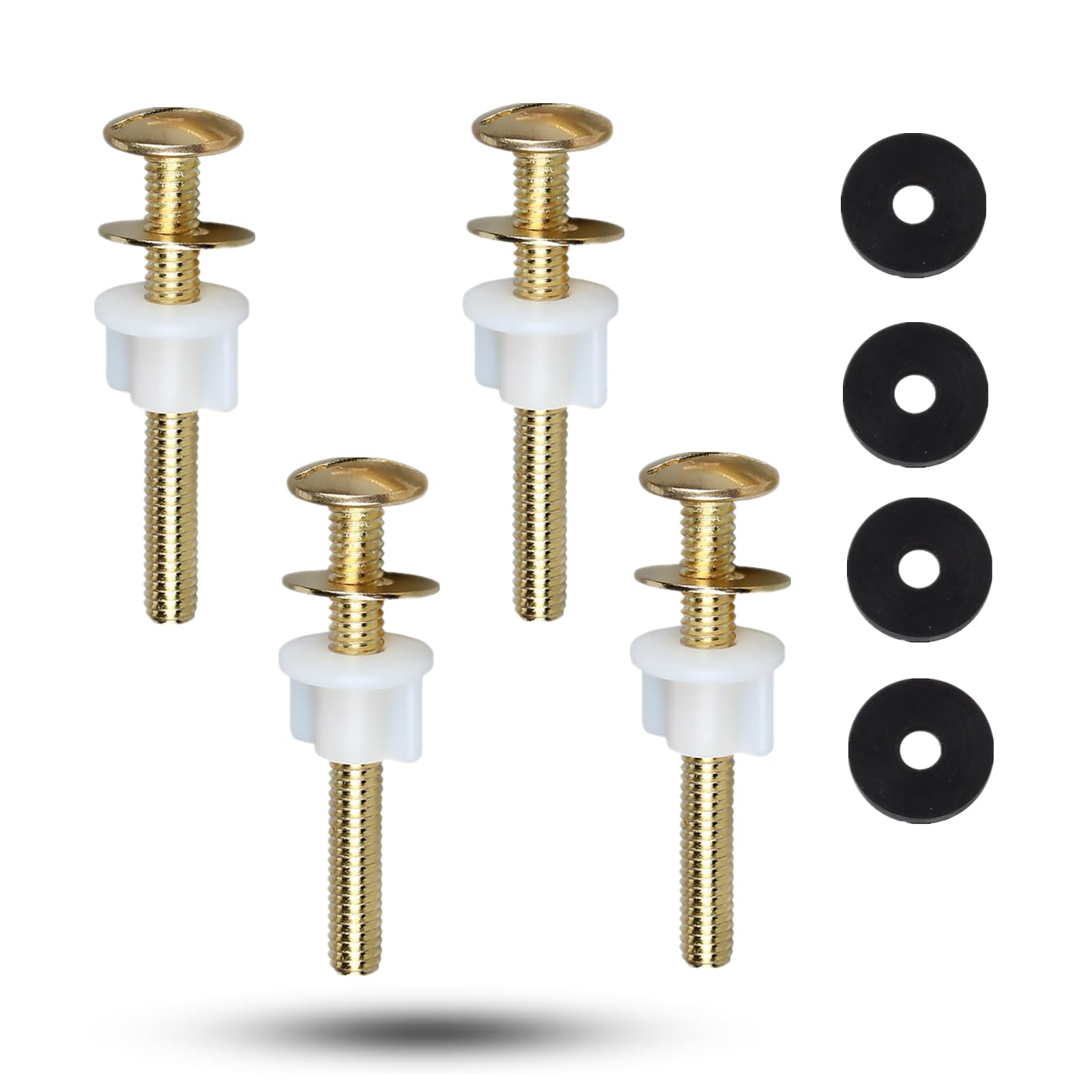 4 PCS Toilet Seat Bolts and Nuts Universal Toilet Seat Bolt Screw Set Toilet Seat Hinge Bolts Kit Heavy Duty Plastic Toilet Seat Hinges Replacement for Most Toilet Seats