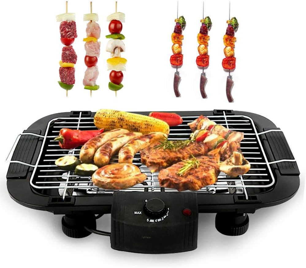 Review NEWTRY Electric Indoor BBQ Grill Portable Barbecue Griddles Smokeless 2000W for Family