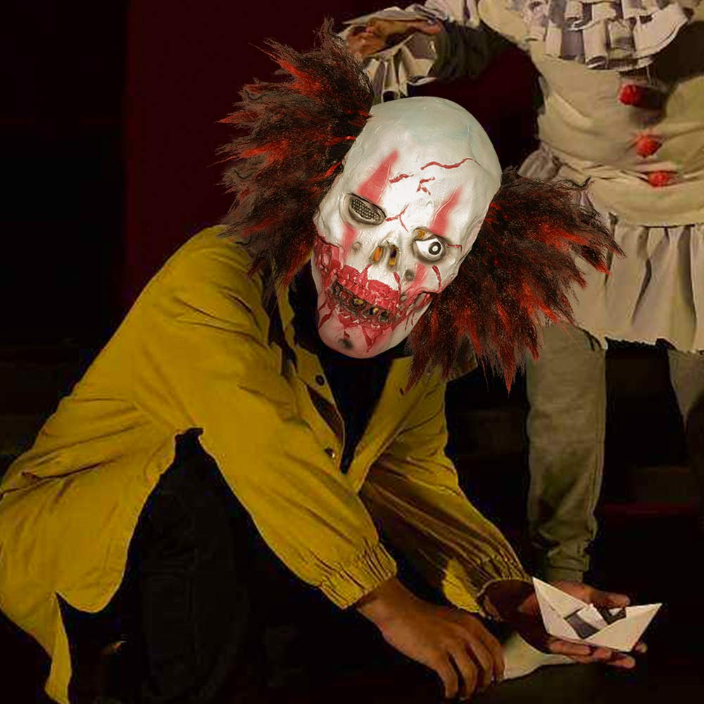 XIAO MO GU Latex Halloween Party Cosplay Face Mask Crazy Clown Costumes Mask Creepy Funny for Adults