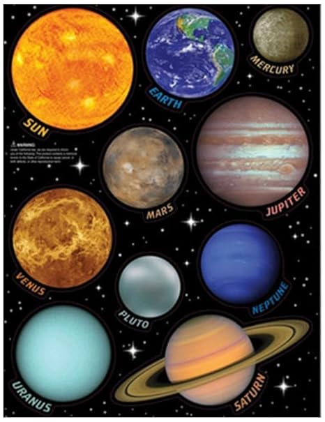 Solar System Wall Stickers 10 Decals Planets Wname Earth Sun Saturn Mars Space