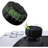 PlayVital Thumbs Cushion Caps Thumb Grips for ps5 ps4, Thumbstick Grip Cover Joystick Caps for Xbox Series X/S, Xbox One, Elite Series 2, Switch 2 Pro Controller - Puff Cloud Texture Design Black
