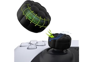PlayVital Thumbs Cushion Caps Thumb Grips for ps5 ps4, Thumbstick Grip Cover Joystick Caps for Xbox Series X/S, Xbox One, Elite Series 2, Switch 2 Pro Controller - Puff Cloud Texture Design Black