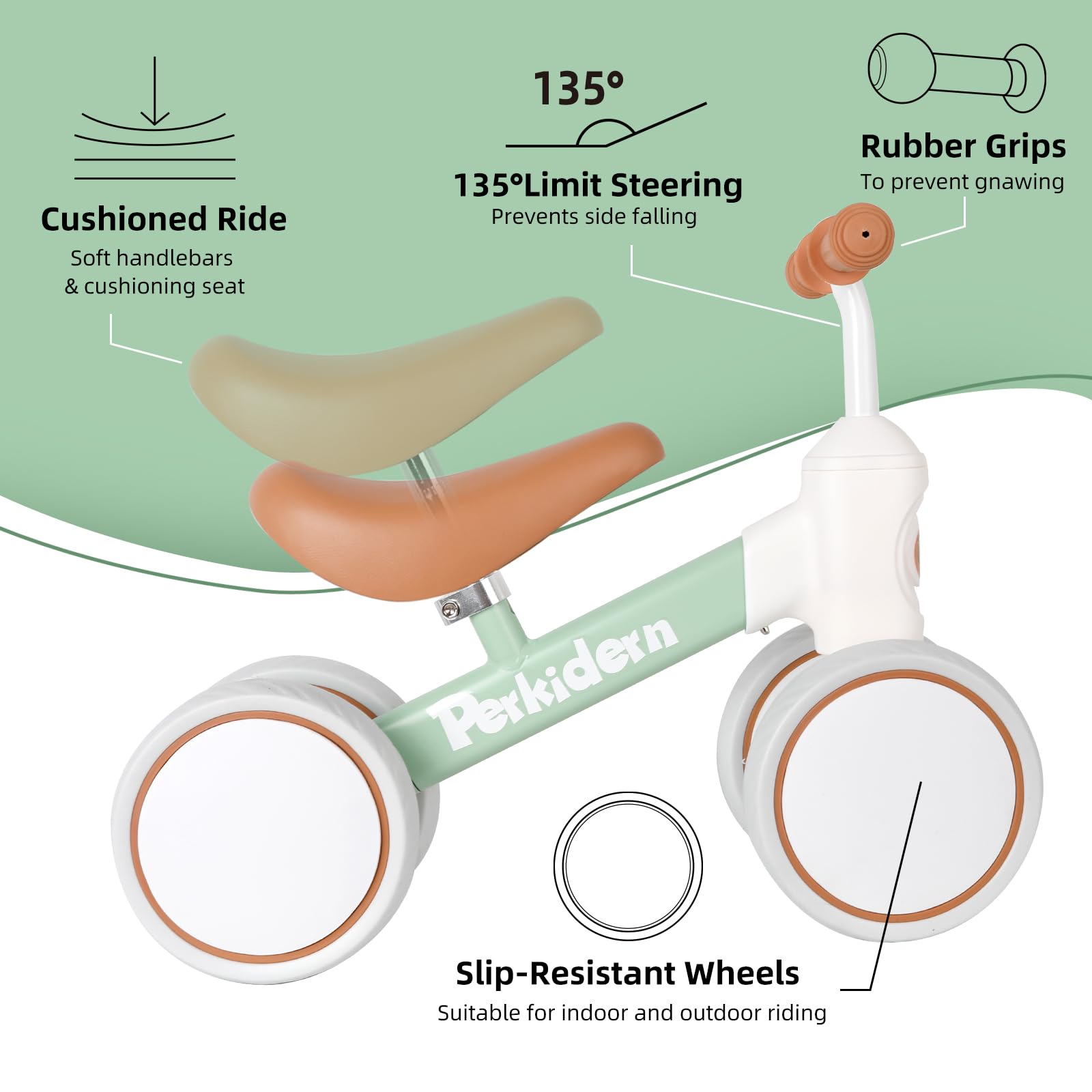 Baby Balance Bike for 1-3 Year Old Boys Girls, 12-36 Month Toddler Balance Bike, 4 Wheels Baby Bike Toddler First Birthday Gifts
