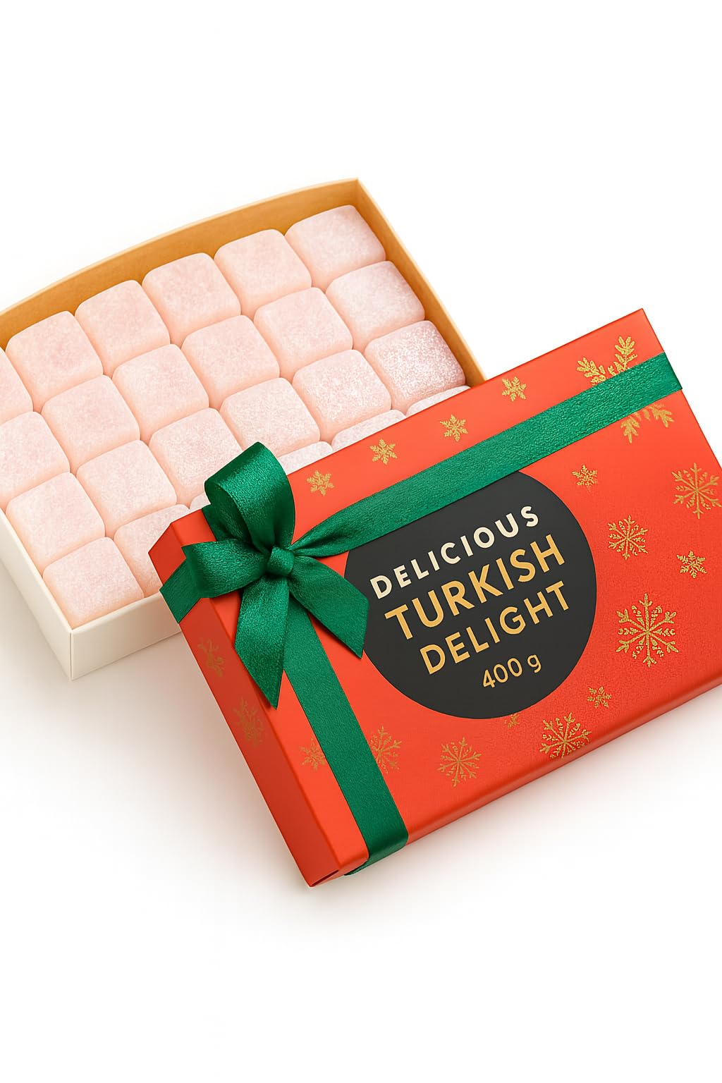 Turkish Delight Original Gift Box 400g – Authentic Handmade Turkish Lokum with Natural Colourant – Classic Plain Flavour – Premium Sweet Gift