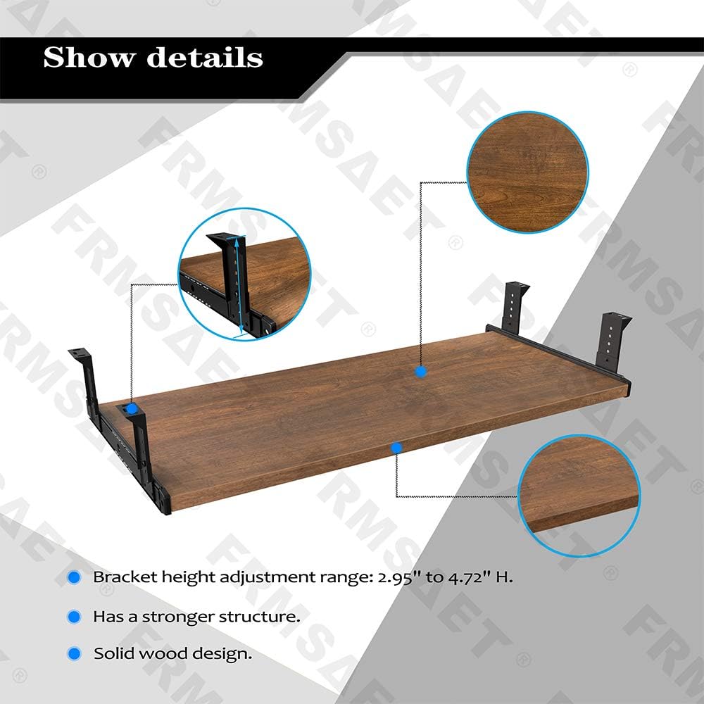 FRMSAET Furniture Accessories Office Product Suits Hardware 20/24/30 inches Keyboard Drawer Tray Wood Holder Under Desk Adjustable Height Platform. (24 inches, Black) : Office Products