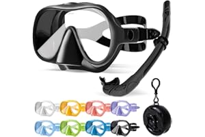 KLERICER NARUTOO Snorkel Set Adults, Fashionable Macaron Colors Frameless Snorkeling Mask, Ultra Wide View Anti-Fog Snorkel Mask Set, Portable Professional Diving Snorkeling Set