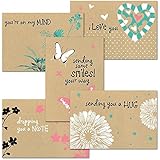 Thinking of You Kraft Greeting Card Value Pack - Set of 20 (5 designs), Large 5" x 7" Friendship Cards with Sentiments