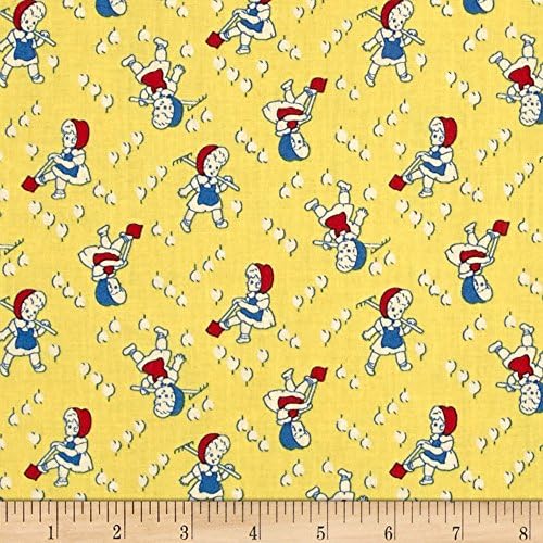 Summer Days Garden Girl Yellow Fabric By The Yard