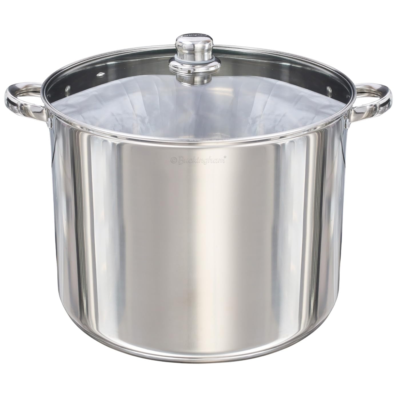 Buckingham Deep Induction Stock Pot with Glass Lid Premium Stainless Steel Multipurpose Large Cooking Pot for Soups Stews (19 litres)