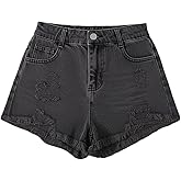 GORGLITTER Girl's Jean Shorts Cute Summer Trendy Fashion Ripped Denim Shorts High Waist Straight Leg Clothes Jorts