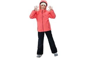 SMONTY Girls Boys Ski Suit Kids Snowsuits Waterproof Snowboard Elastic Hood Jacket with Bib Pants, Windproof Winter Warmth