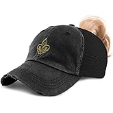 Ponytail Cap Women's Baseball Cap Embroidered Fleur De Lis France French Embroidery Cotton