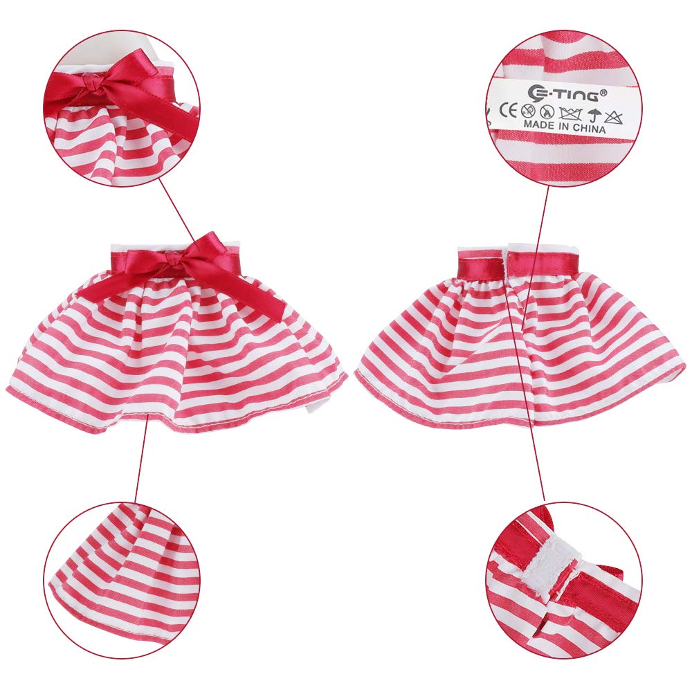 E-TING 3 Pcs Santa Clothing Dress for elf Doll Christmas Accessories (White Skirt + Green Polka Dot Skirt + Red-White Striped Skirt)