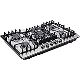 Deli-kit 30 Inch Gas Cooktop, Stainless Steel Built-in 5 Burners Stovetop Dual Fuel Gas Hob NG/LPG Convertible Gas Cooktop DK5712