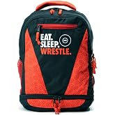ChalkTalkSPORTS Wrestling Backpack for School - Eat Sleep Wrestle | Kids Wrestling Bookbag, 100% Polyester, 12" W x 15" H x 6" D, Laptop Pocket, Shoe Pocket, Padded Back, Adjustable Straps