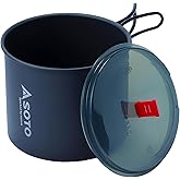 SOTO New River Backpacking Pot - Lightweight, High Capacity Camp Pot with Slip-Resistant Base, Versatile Lid & Convenient Swing Handle for Hiking & Camping Cooking Pot, 1000 ml, Aluminum