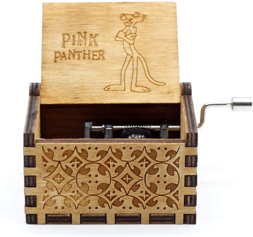 Music Box Falling in Love Wood Hand Crank Music Box Fly Me to The Moon Musical, Fly Me to The Moon meyeye (Color : Pinks Panther)