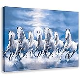 Seven Lucky Running Wild Horses Wall Art Running Horses Wall Art Animal Posters 12 Canvas Poster Wall Art Decor Print Picture Paintings for Living Room Bedroom Decoration Frame-style 08x12inch(20x3