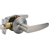Amazon Basics Easy Installation Straight Door Lever, Passage, Satin Nickel, 1-Pack
