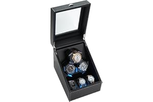 JuviPerpric Watch Winder for Automatic Watches, 3 Automatic Watches and 3 Storages, Watch Winder with Blue Backlight and Foam