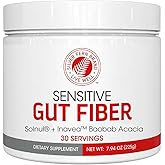 Sensitive Gut Fiber Supplement - Each Tub = 30 Scoops = 30 Day Supply - 6 Grams of Dietary Fiber Per Serving - with Galactomannan Guar Fiber, Baobab Fruit Powder (1 Tub)