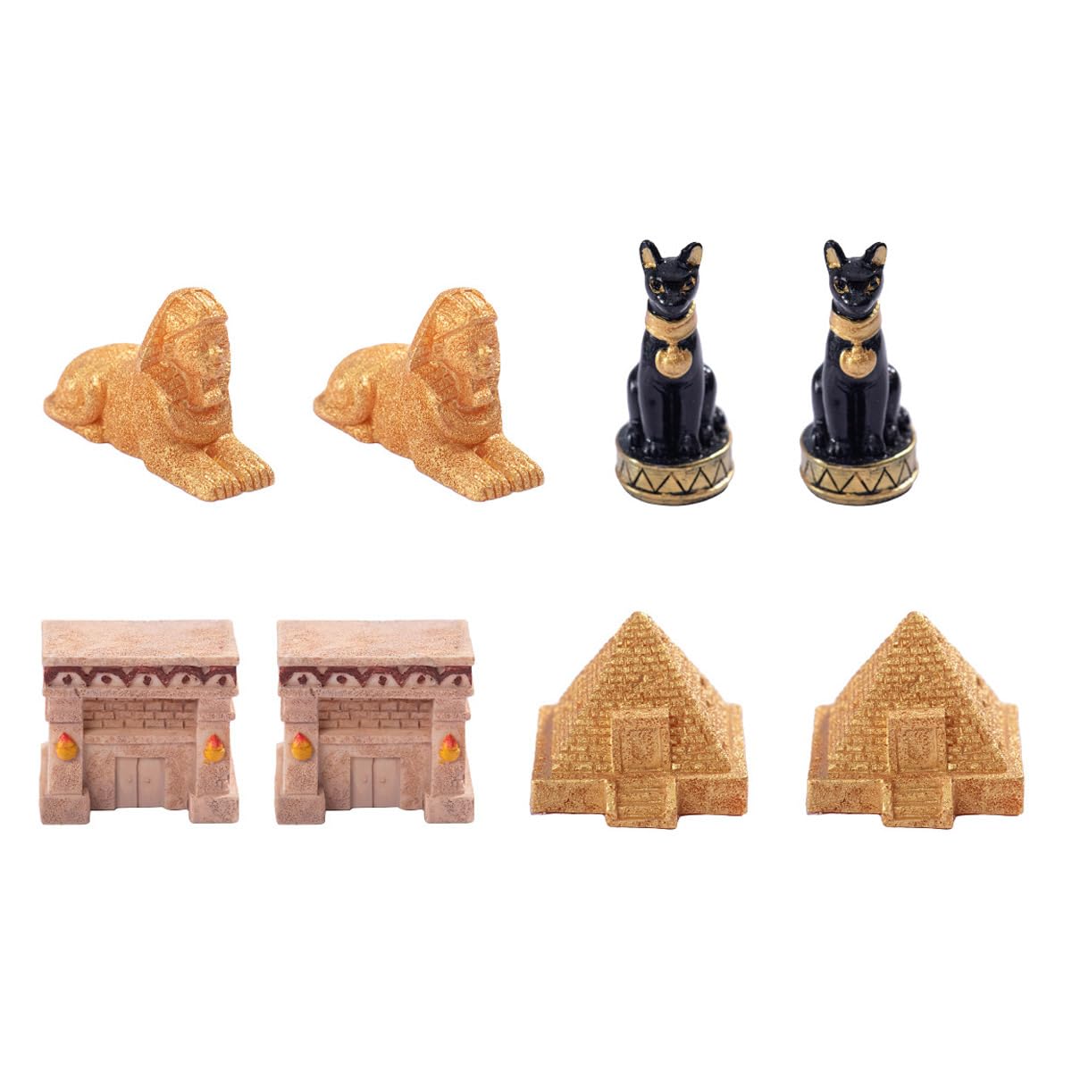 Hoite Mini Landscape Ancient Egyptian Desert Town Pyramid Stone Statue God Dog Model Resin OrnamentSet Of 8 Egyptian Toys for Any Decor