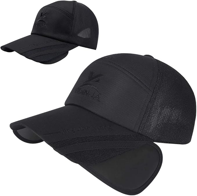 JINTN Mens Retractable Brim Baseball Cap UV Protection Quick Dry Hat