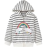 Little Girl Zip Up Hoodie Unicorn Rainbow Hooded Sweatshirt Back to School Jacket Pink Outerwear 6T