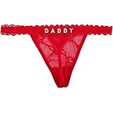 TYUEISP Custom Thong With A Special Meaning Word Daddy Personalized Thong Lace Low Rise Underwear Panties for Women