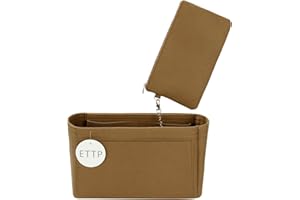 ETTP Purse Organizer Insert For Handbags, Tote Bag Organizer Insert, Handbag Organizer For Tote & Handbags, Compatible with Neverful Speedy and More (Slender Medium,Lighting Coffee)