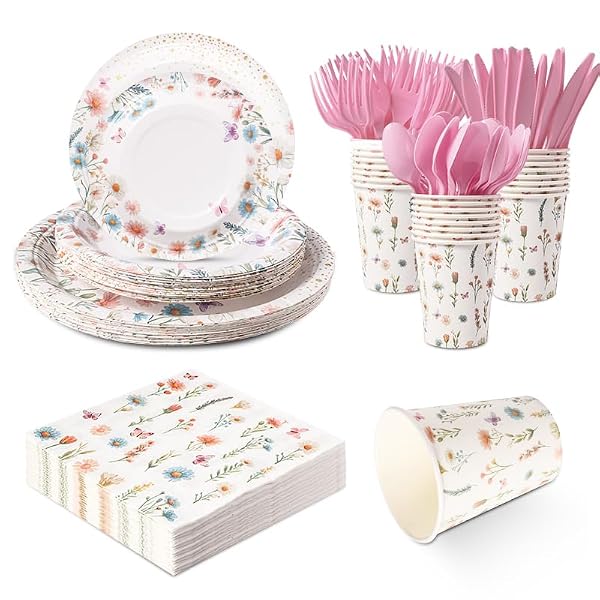 168PCS WILDFLOWER PARTY SUPPLIES FOR 24 GUESTS SPRING...