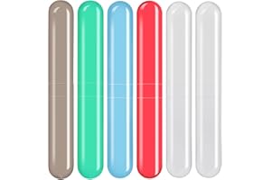 Eaezerav 6 Pack Travel Toothbrush Case, Breathable Portable Toothbrush Holder, Plastic Toothbrush Cover Container for Traveling, Bathroom, School, Home, Business, Camping