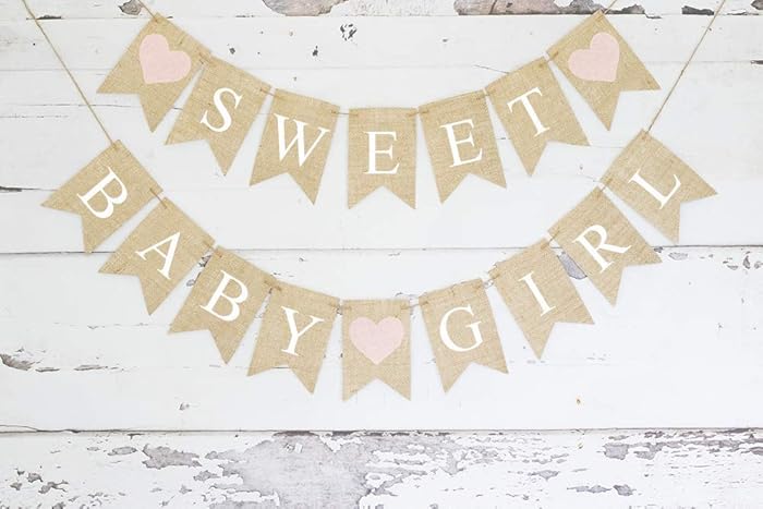 Amazon Com Sweet Baby Girl Bunting Banner With Pink Hearts For Baby Amazon Com Sweet Baby Girl Bunting Banner With Pink Hearts For Baby