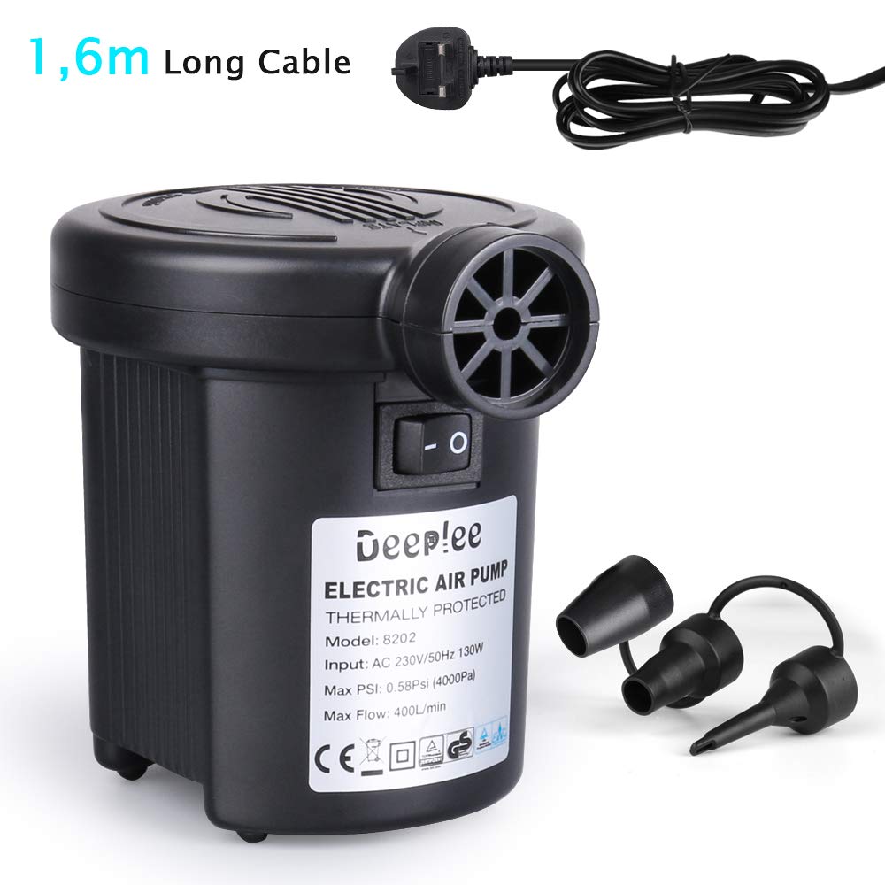 Deeplee Electric Pump, 130W High Power Electric Air Pump for Air Bed