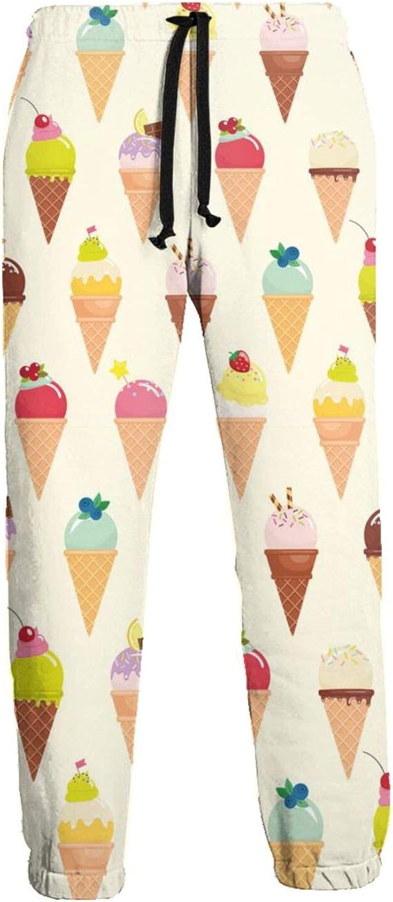 Sweet Cone Ice Cream Mens Sweatpants with Pockets Joggers Athletic