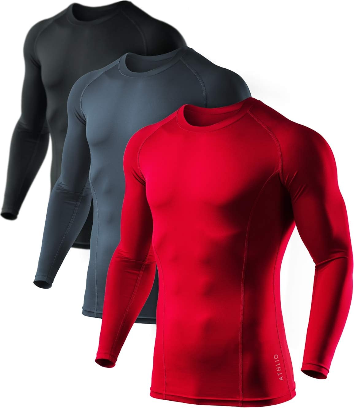 ATHLIO Men's Cool Dry Fit Long Sleeve Compression Shirts, Active Sports Base Layer T-Shirt 
