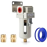EBEIZZI 3/8" NPT Air Dryer for Compressor | Compressed Air Line Filter | 5 Micron Brass Element|Bracket, Poly Bowl, 145 psI