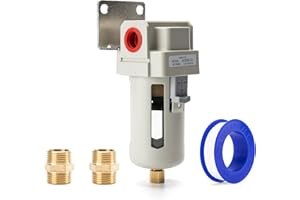 EBEIZZI 3/8" NPT Air Dryer for Compressor | Compressed Air Line Filter | 5 Micron Brass Element|Bracket, Poly Bowl, 145 psI