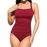 Septangle Women's Cross Front Classic One Piece Swimsuit