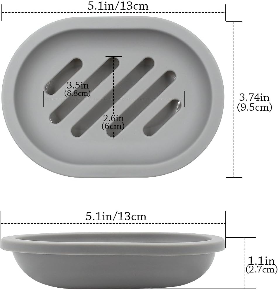TOPSKY 2-Pack Soap Dish with Drain, Soap Holder, Soap Saver, Easy Cleaning, Dry, Stop Mushy Soap (Grey): Home & Kitchen