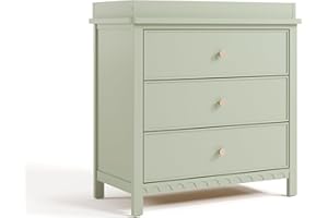 Graco Sasha 3-Drawer Chest with Changing Table Topper (Sage) – GREENGUARD Gold Certified, Nursery Bedroom Wood Chest with Spacious Storage, Interlocking Drawer System, Pre-Installed Tracks