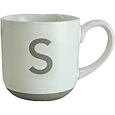 COLLECTIVE HOME - Ceramic Mug, Uppercase Letter Design, Matte Sandstone Texture, Minimalist and Stylish, 15oz, Perfect for Personalized Gifts (S)