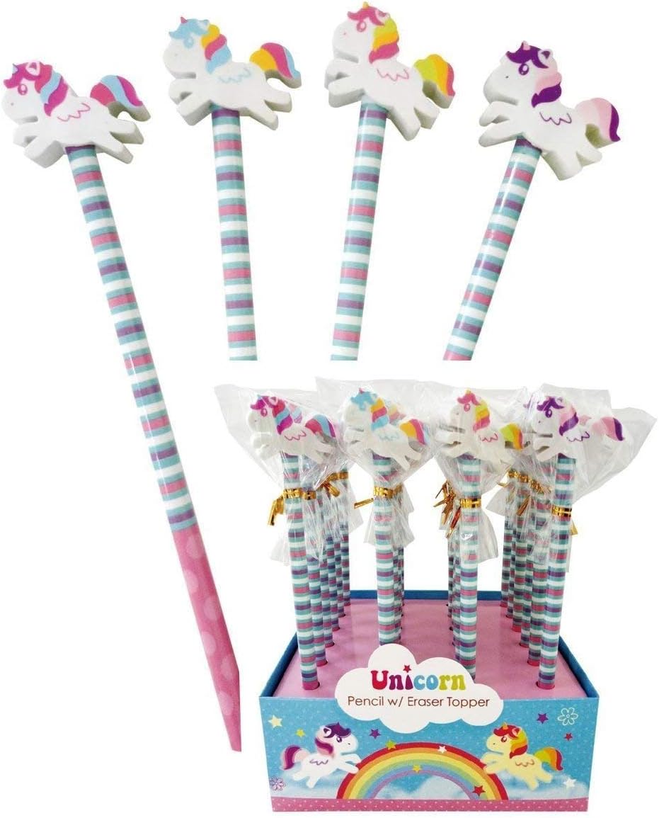 Unicorn Pencils with Large Eraser Topper. Choice of Quantity 4,8,12,24