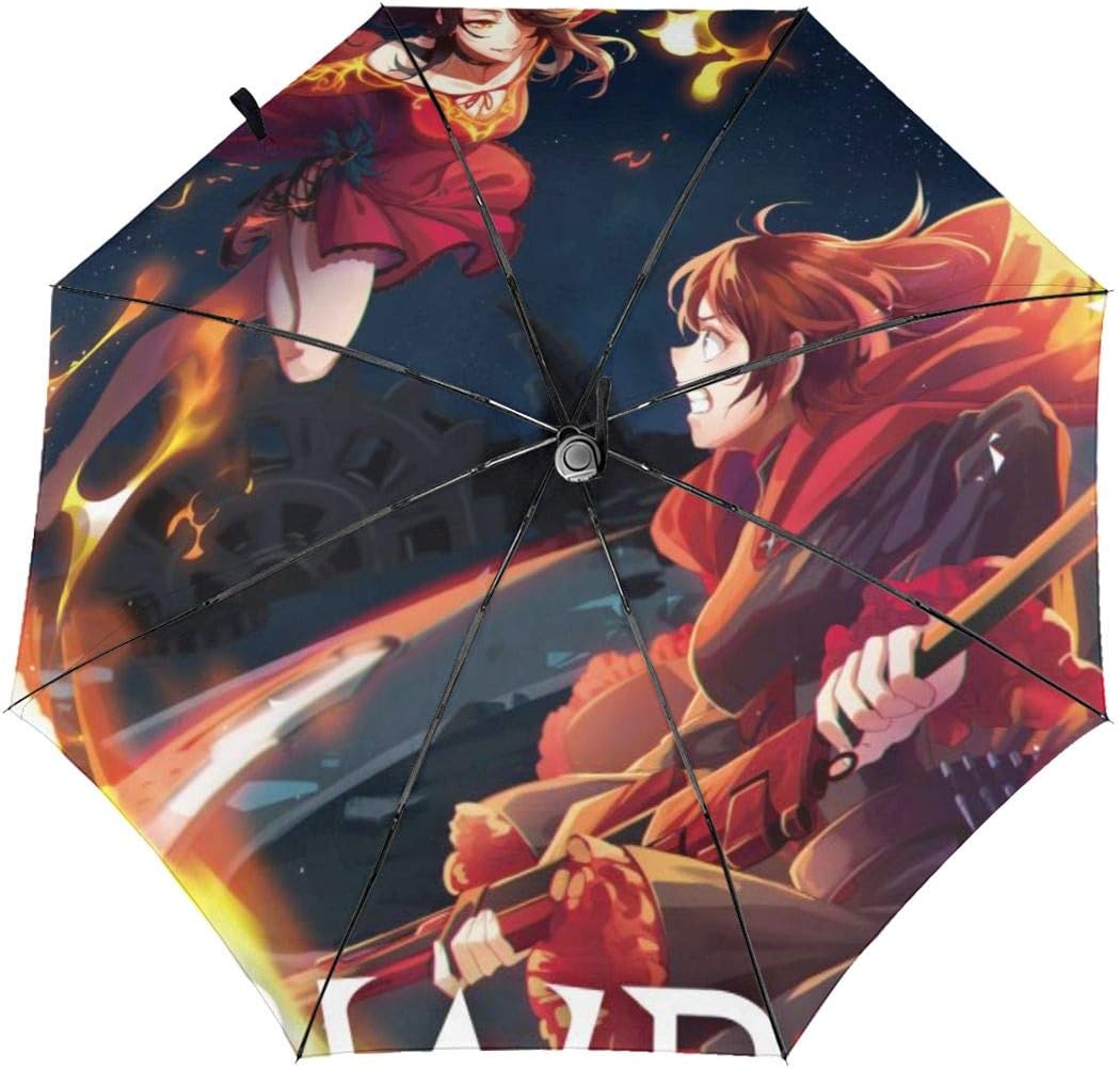 Patriciaheredia Rwby Ruby Rose Anime Automatic Tri Fold Umbrella Umbrellas Folding Umbrellas