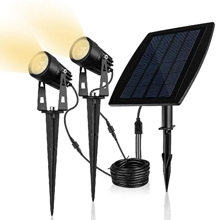 Amazon ソーラーライト 屋外 ガーデンライト スポットライト アウトドア Led Ip65防水 分離式 イルミネーション 暖色 埋め込み式 2灯 おしゃれ 電球色 明暗センサー 防犯 壁掛け ライトアップ 自動点灯消灯 明るい ソーラー 太陽光充電 防塵 庭 玄関 車道 歩道 景観