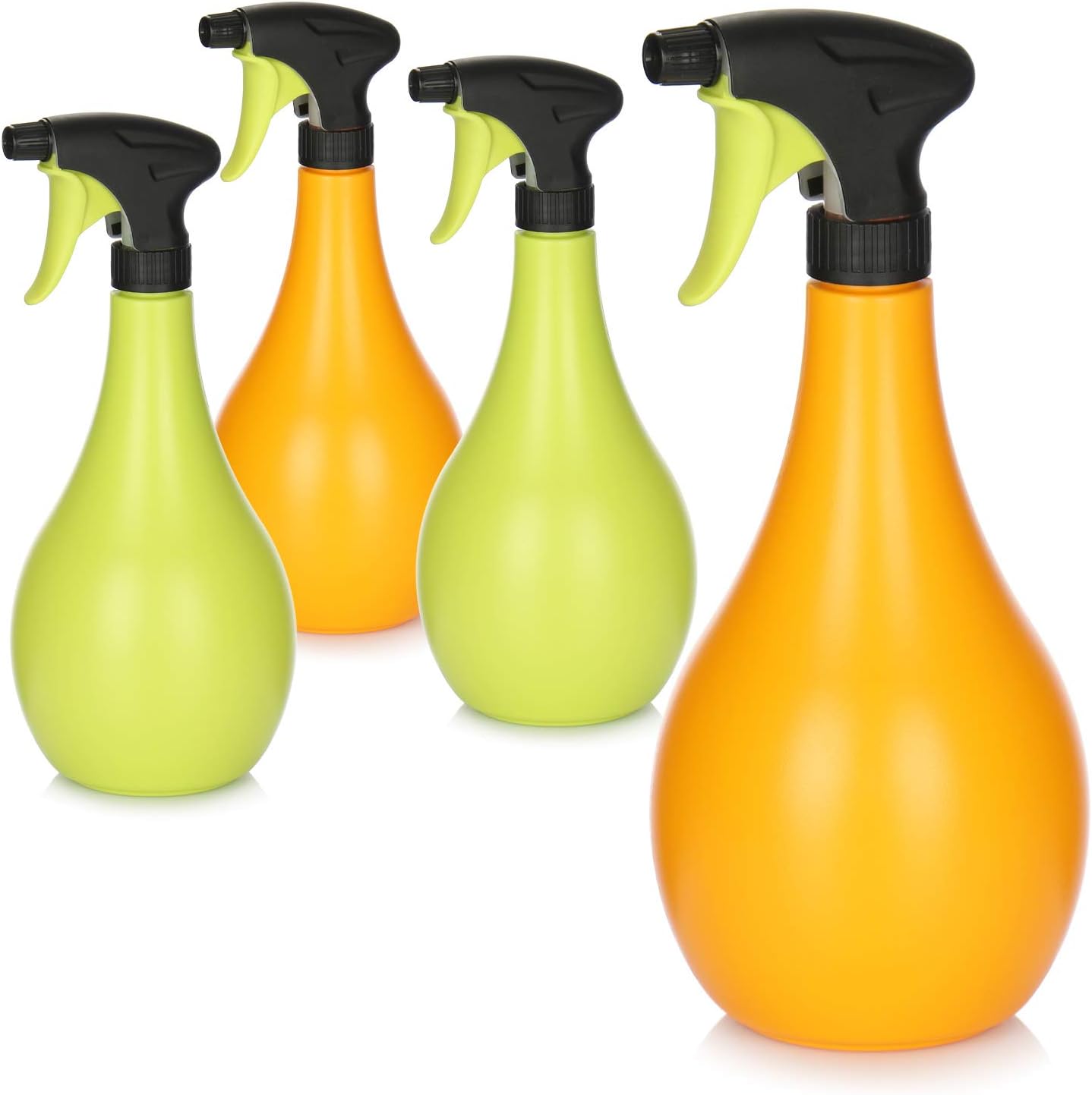 com-four® Pulverizador de Flores 4X - Botella de Spray para regar Plantas - Botella de Spray de Agua para atomización de Agua (04 Piezas - 1000ml en Verde. Naranja)