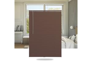 SEEYE Cordless Mini Blinds Aluminum Venetian Blind Horizontal Window Shades, 1" Slat Size - Rooming Darkening Blinds Anti-UV & Waterproof for Bedroom, Office, Easy to Install, 35" W x 48" H, Brown