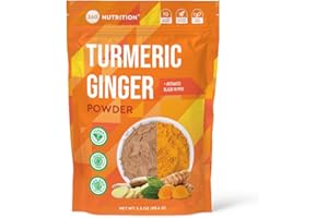 360 Nutrition Turmeric Supplement with Ginger Root Powder, Vegan Turmeric Curcumin with Black Pepper for Joint Support, Gut Health & Digestion, Keto Friendly, Caffeine Free, 3.3 oz, 31 Servings